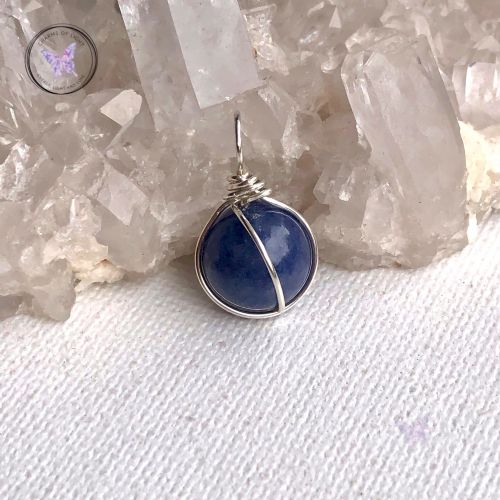 Blue Aventurine Silver Wire Sphere Pendant